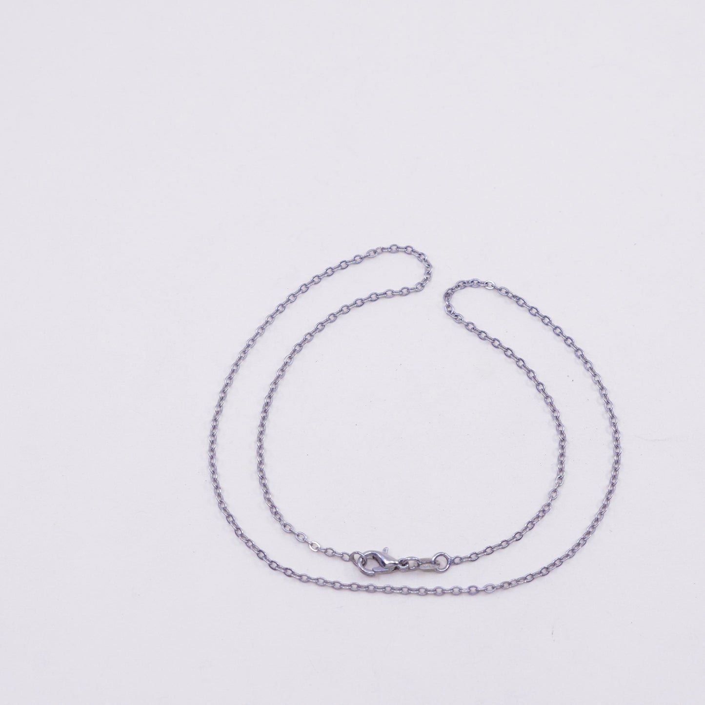17”, 1.6mm, Vintage sterling silver flatten circle chain, Italy 925 necklace