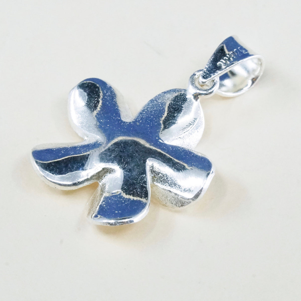 Vintage Sterling silver handmade pendant, 925 flower charm with Cz