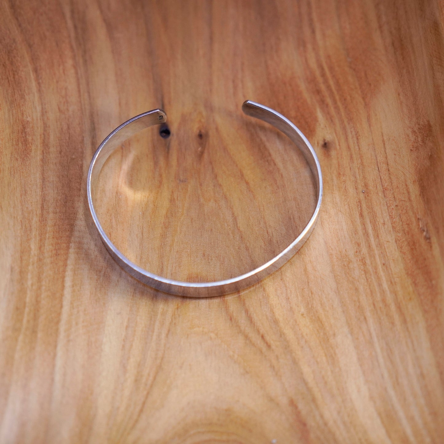 7.25”, Vintage Mexico Sterling silver handmade bracelet, Simple 925 cuff