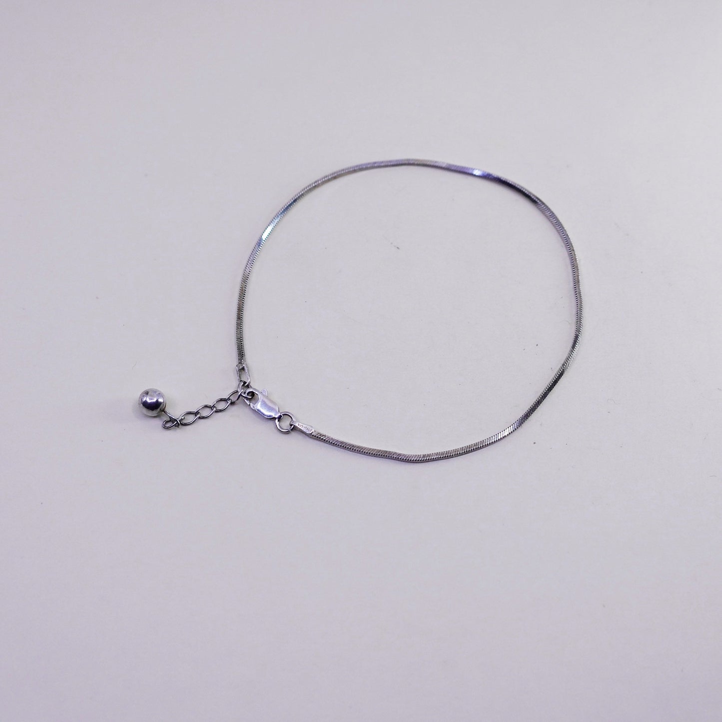 9+1”, Vintage Italian sterling silver bracelet, 925 snake anklet