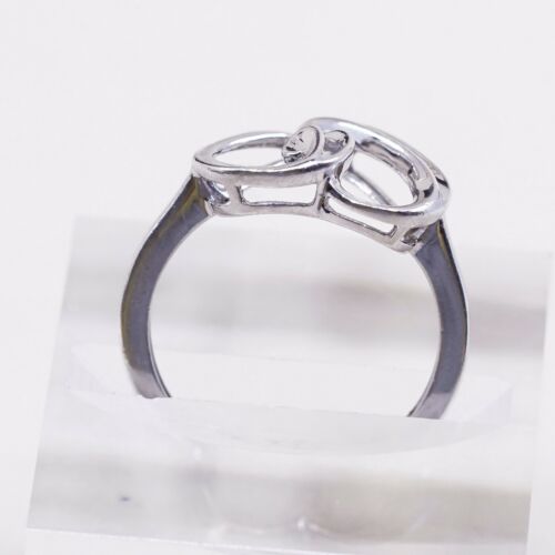 Sz 7.25, Vtg Sterling Fashion Engagement Ring, 925 Heart W/ Diamond, Stamped MAP