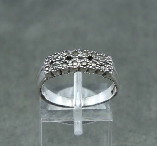 Sz 7, Vtg Sterling Silver Handmade Ring, 925 Silver Band with marcasite inlay
