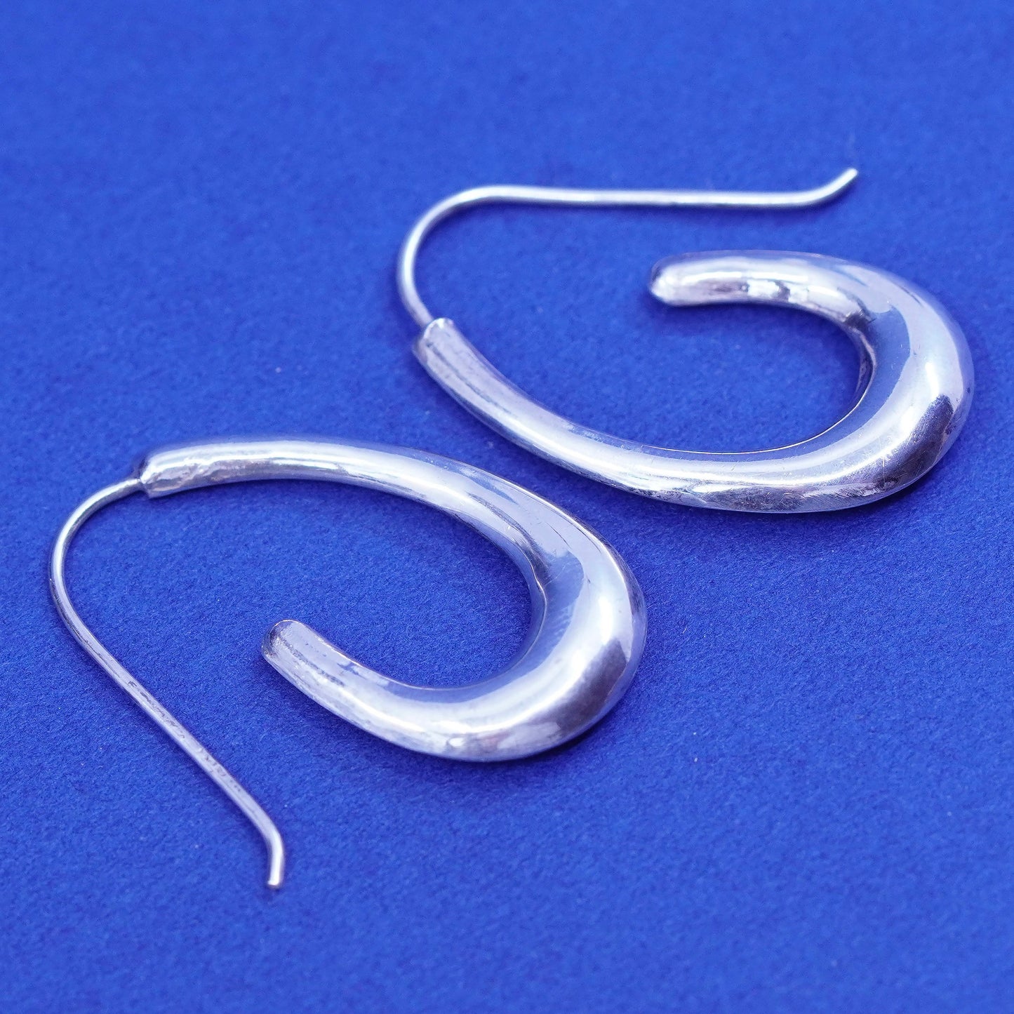 Vintage sterling silver handmade earrings, elegant 925 silver teardrop drops