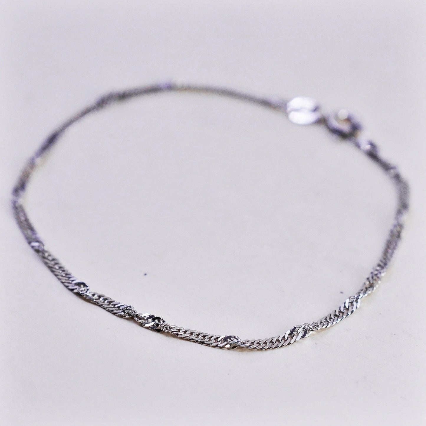 7.25”, 2mm, Vintage Milor sterling silver bracelet, twisted curb link bracelet