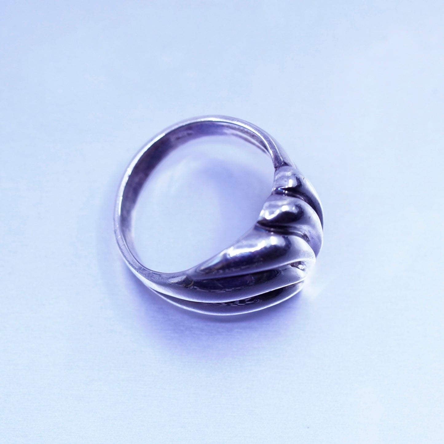 Size 7.25, vintage Sterling 925 silver handmade ring, modern ribbed band