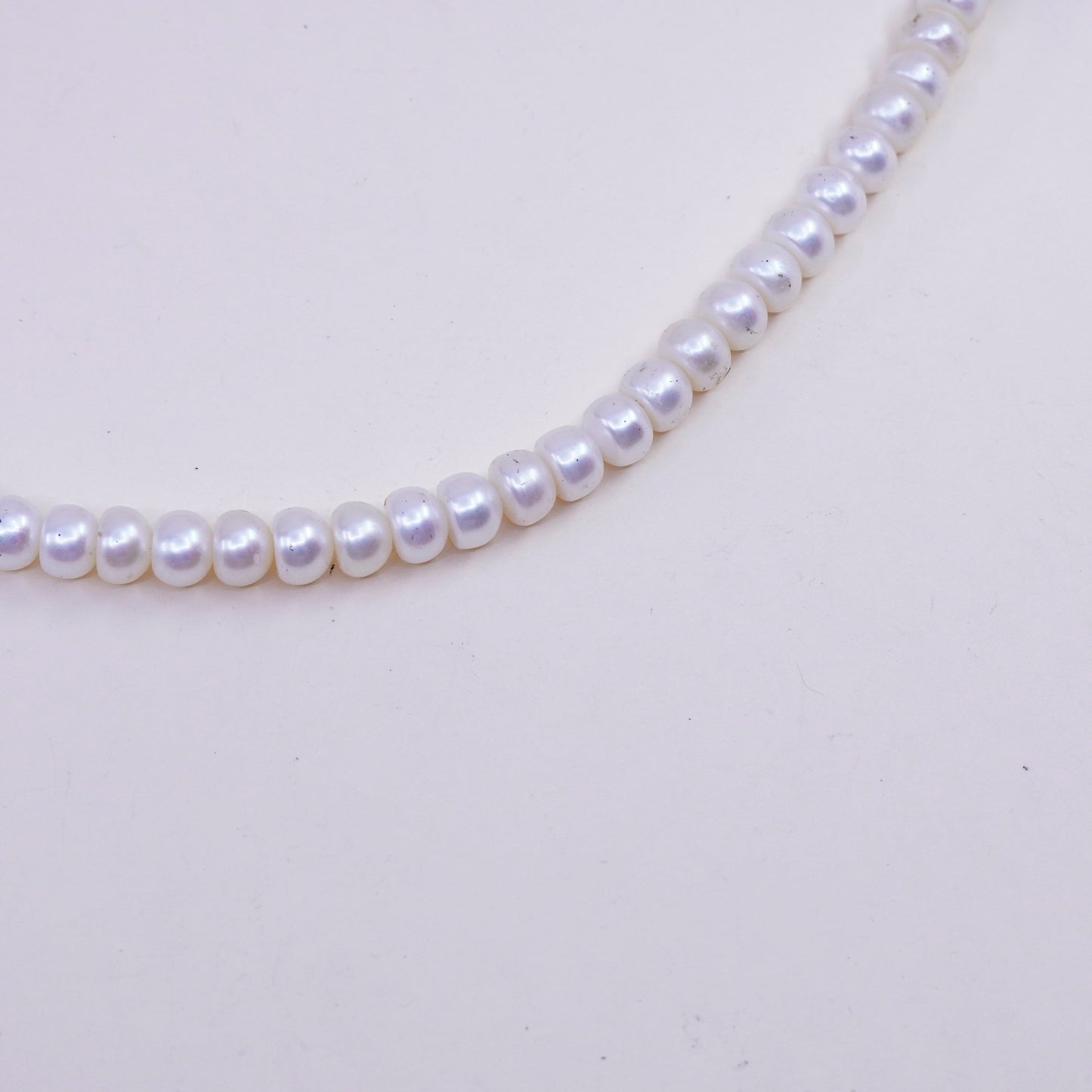 Vintage Braided Black Leather necklace with Pearl and Sterling 925 silver clasp