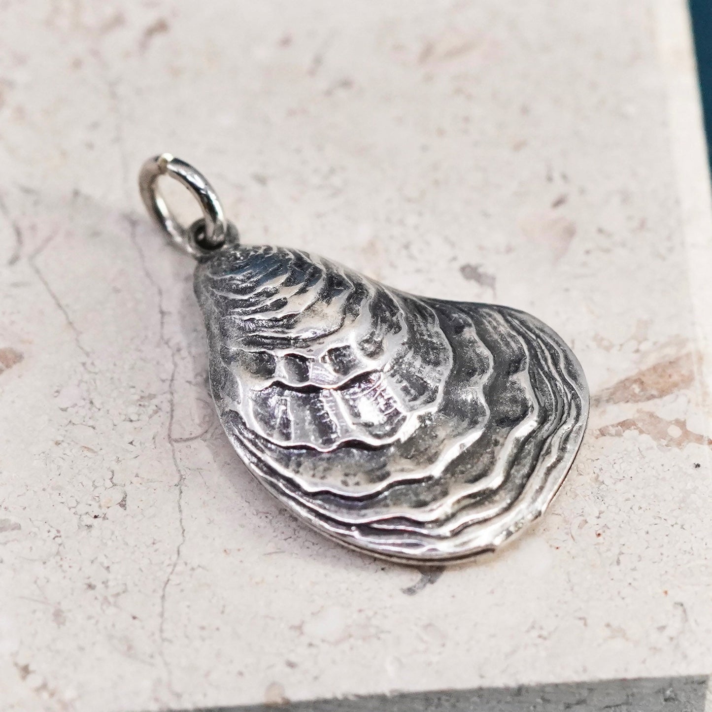 Vintage Sterling silver handmade pendant, shell charm