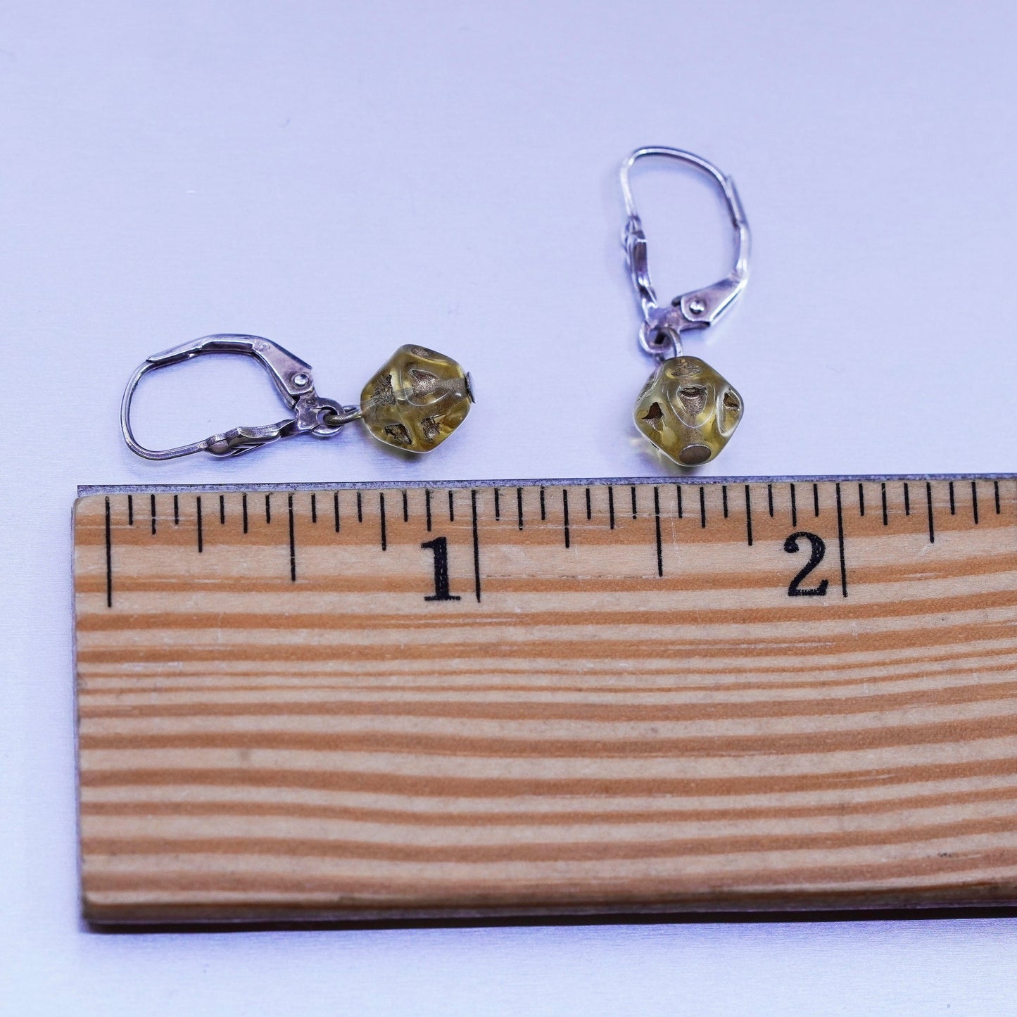 Vintage Sterling 925 silver handmade earrings with citrine beads
