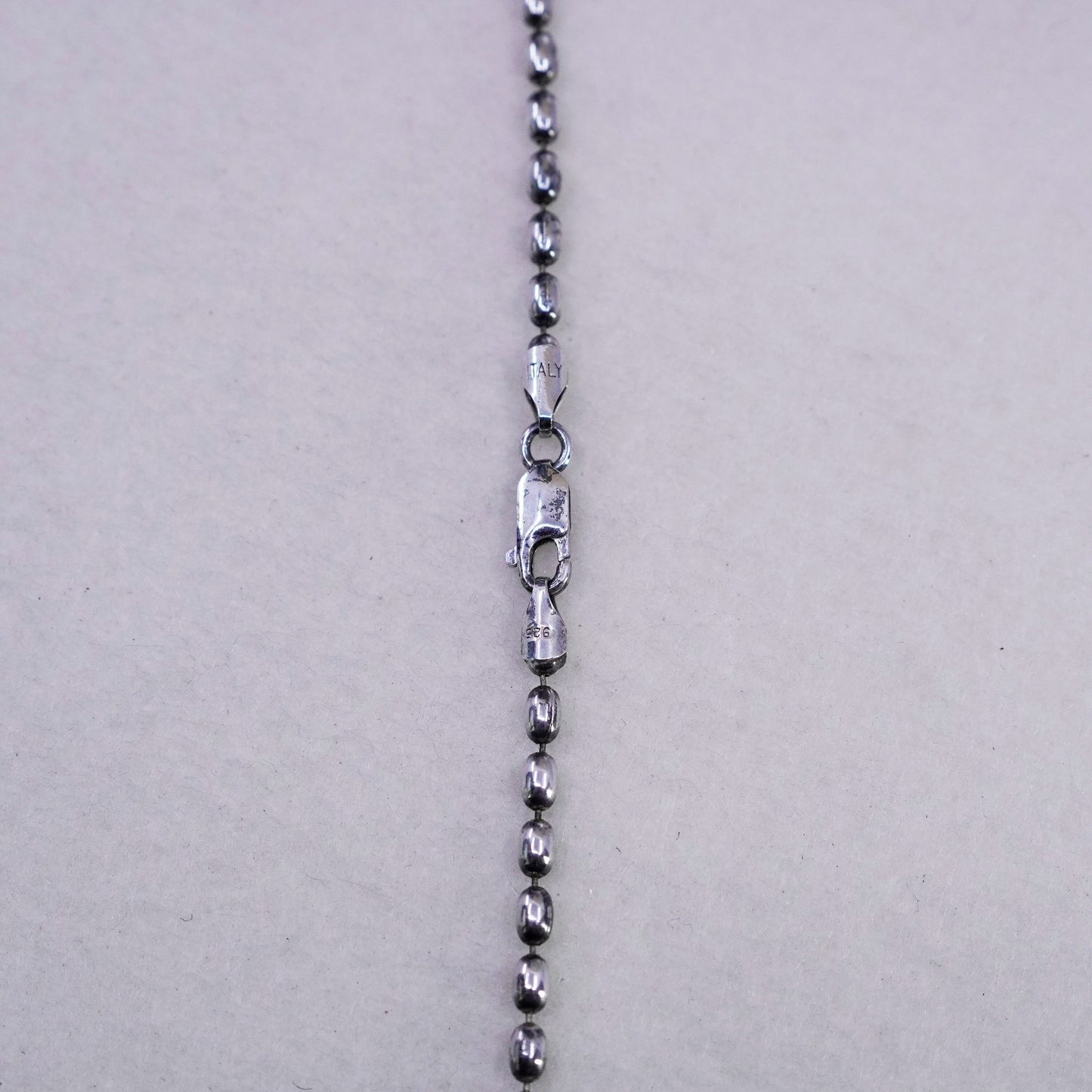 18” 3mm, vintage Italy Sterling 925 silver bead chain necklace