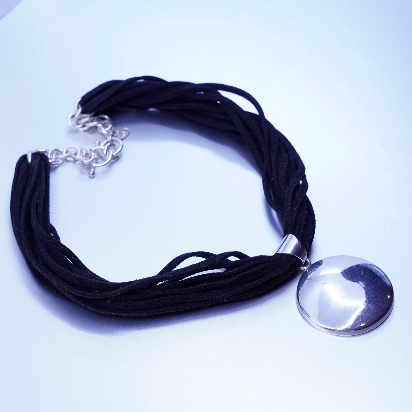 17”, Silpada N1107 Sterling 925 Silver Black Leather Multi Strand Necklace