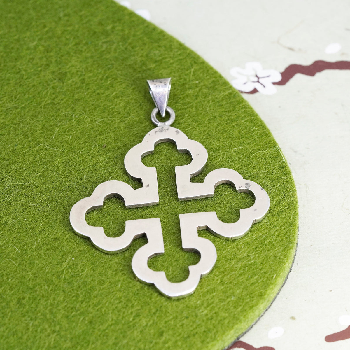 Vintage Sterling silver handmade charm, 925 Jerusalem cross pendant