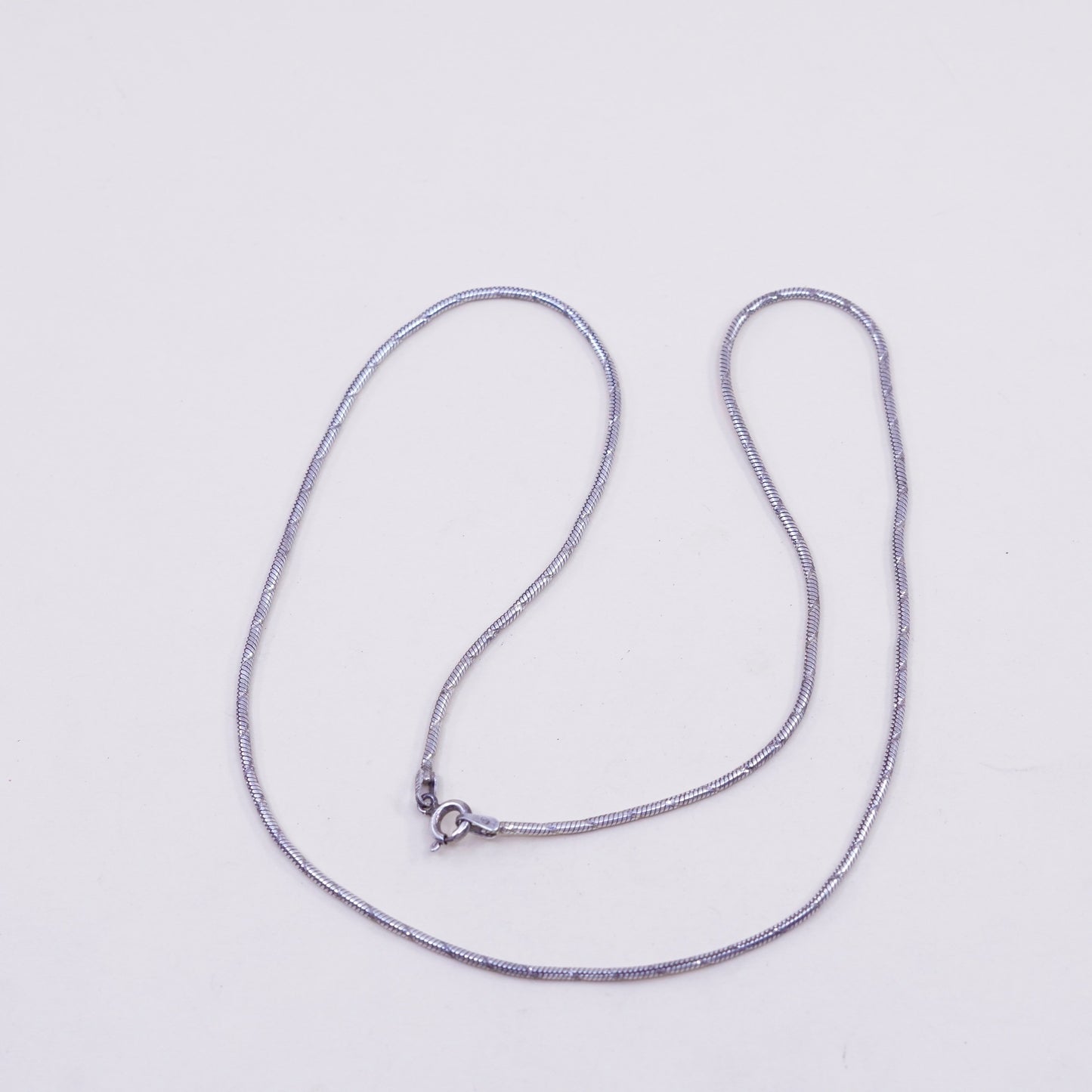 20”, Vintage sterling silver snake chain, textured Italy 925 silver chain