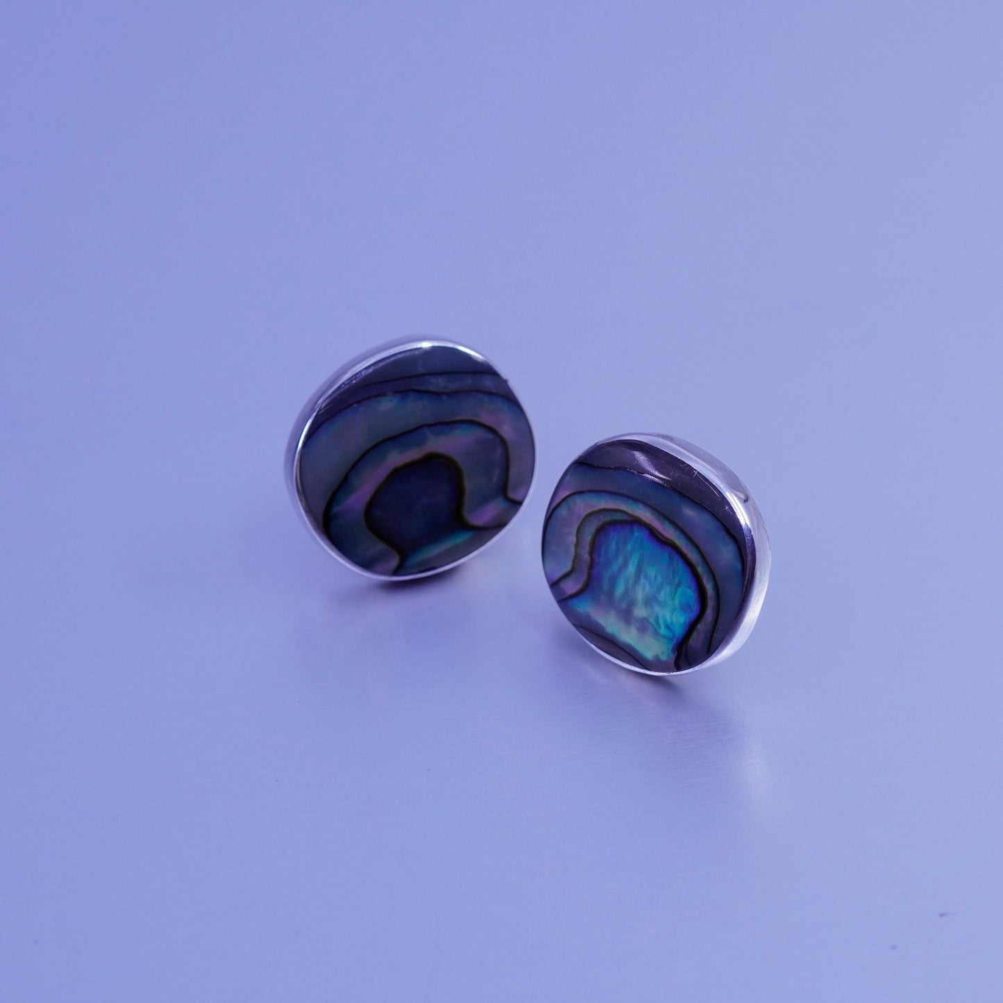Vintage Sterling 925 silver handmade earrings, abalone studs