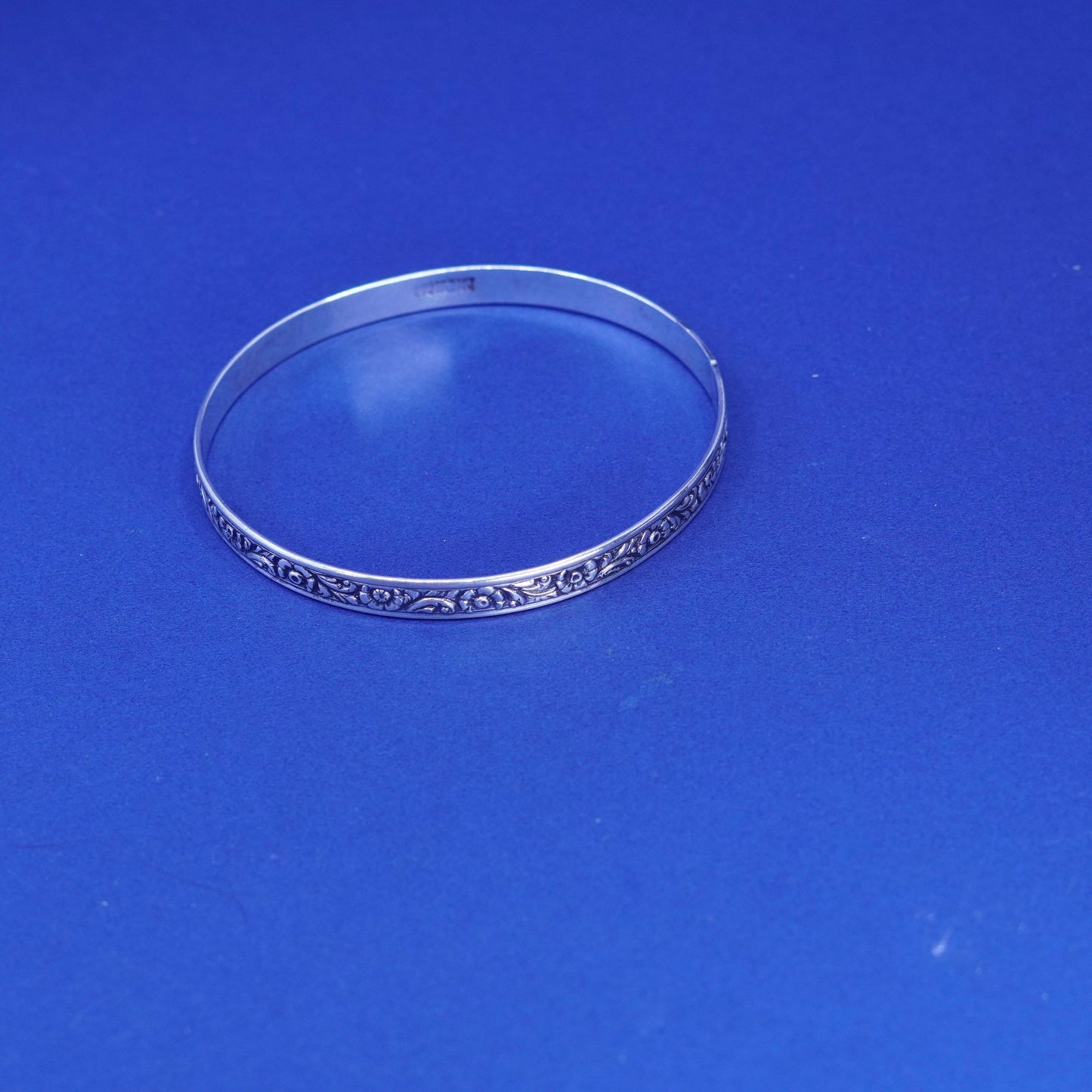 8.25”, danecraft sterling silver handmade bracelet, 925 floral textured bangle