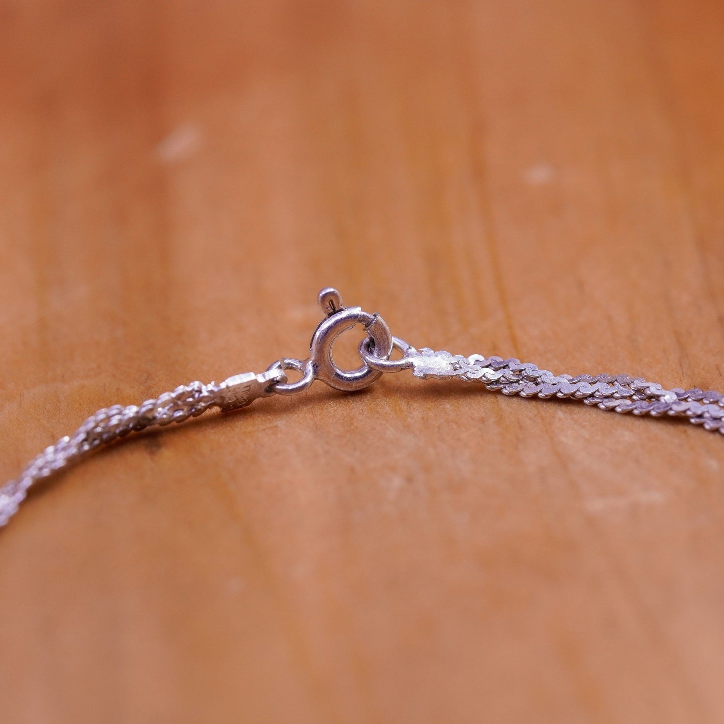 7”, 3mm, Vintage Sterling silver braided woven s link herringbone bracelet