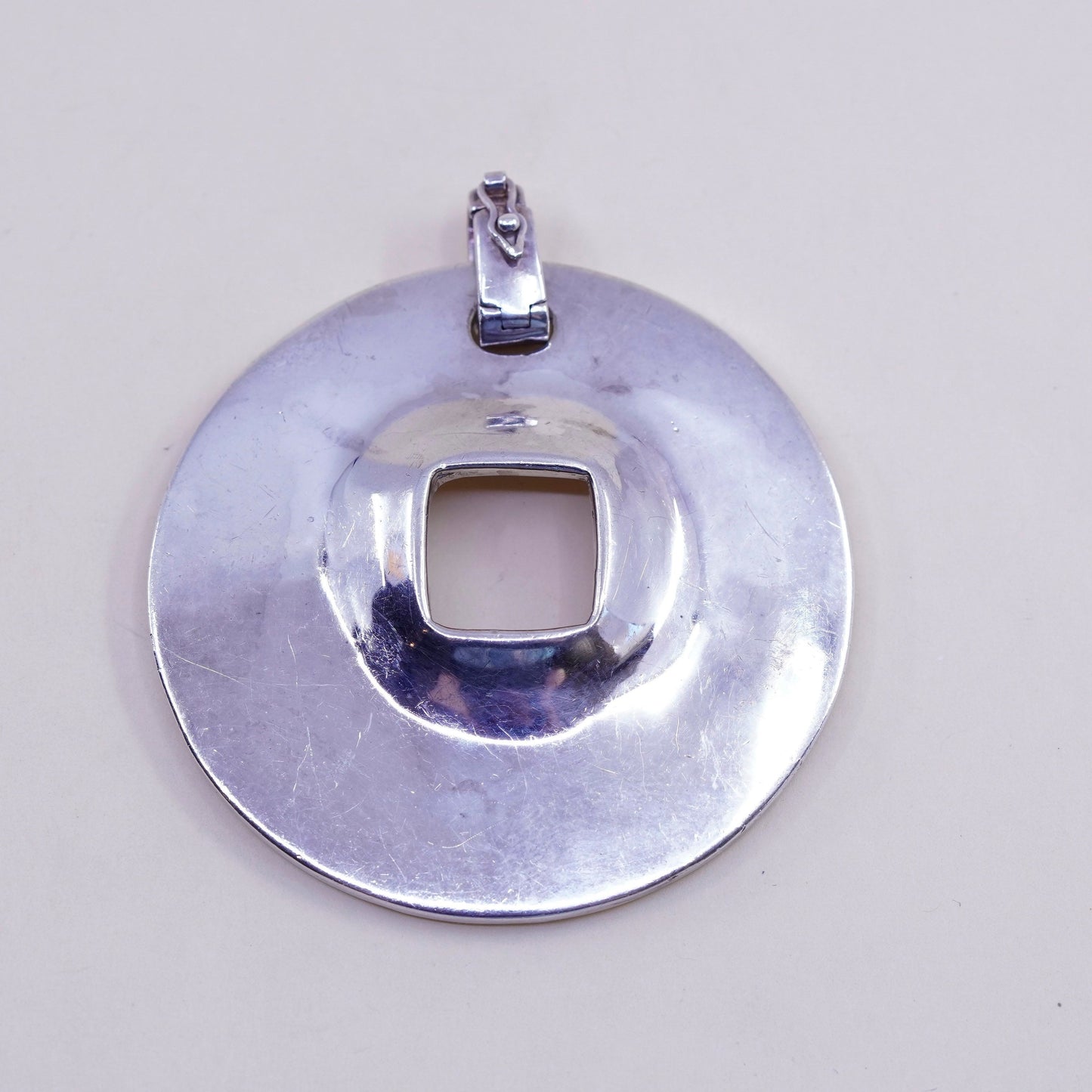 1.75”, Vintage Robert Lee Morris Studio handmade pendant, huge 925 round dangle