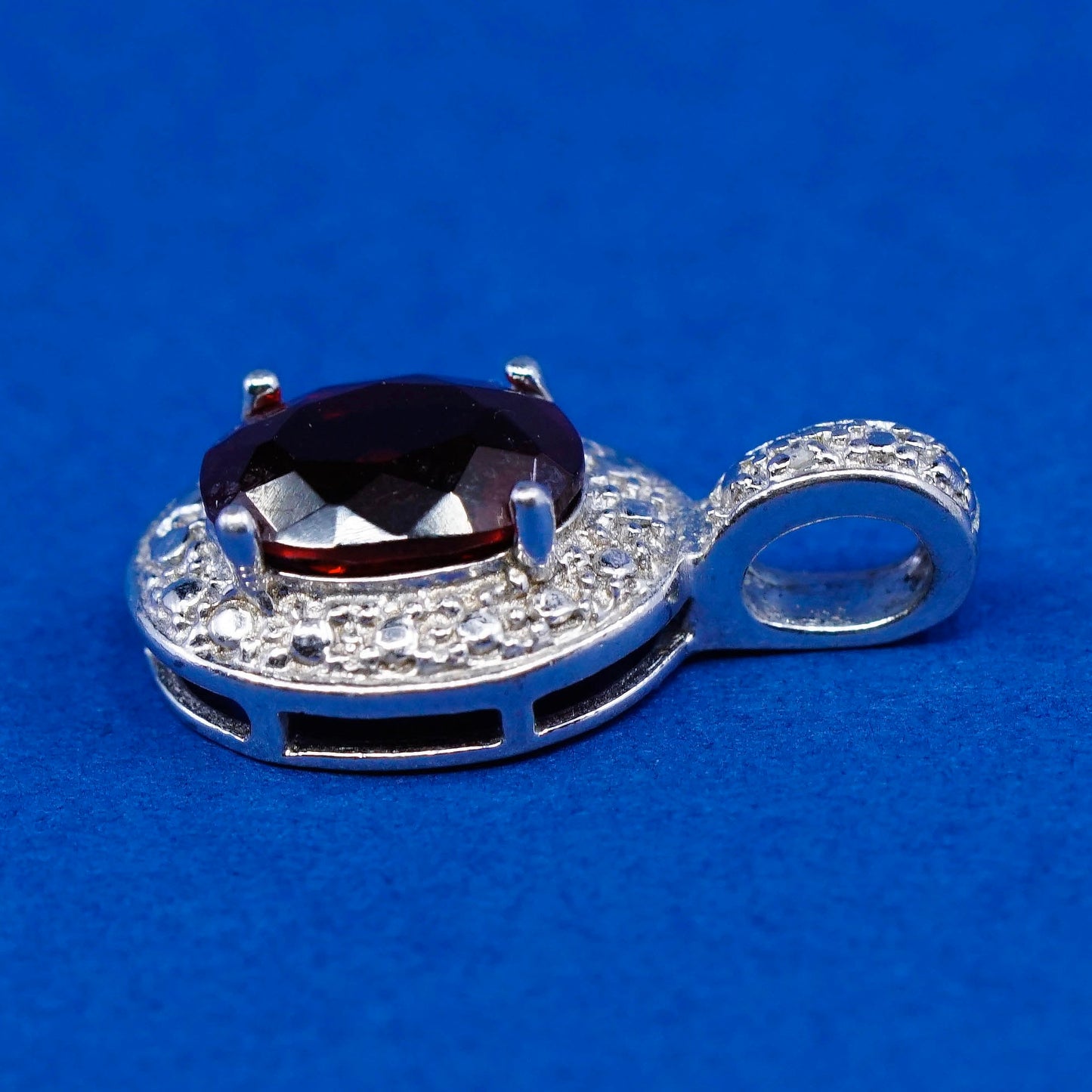 Vintage Sterling silver handmade pendant, 925 with ruby and diamond