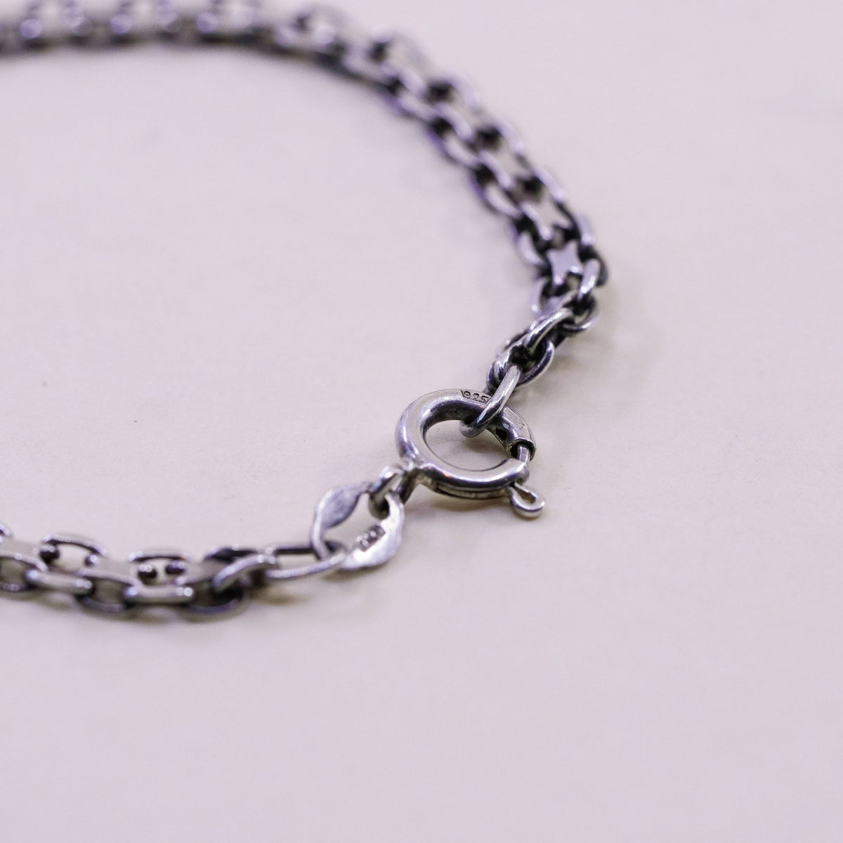 6.75”, 4mm, Vintage sterling 925 silver flatten curb bracelet