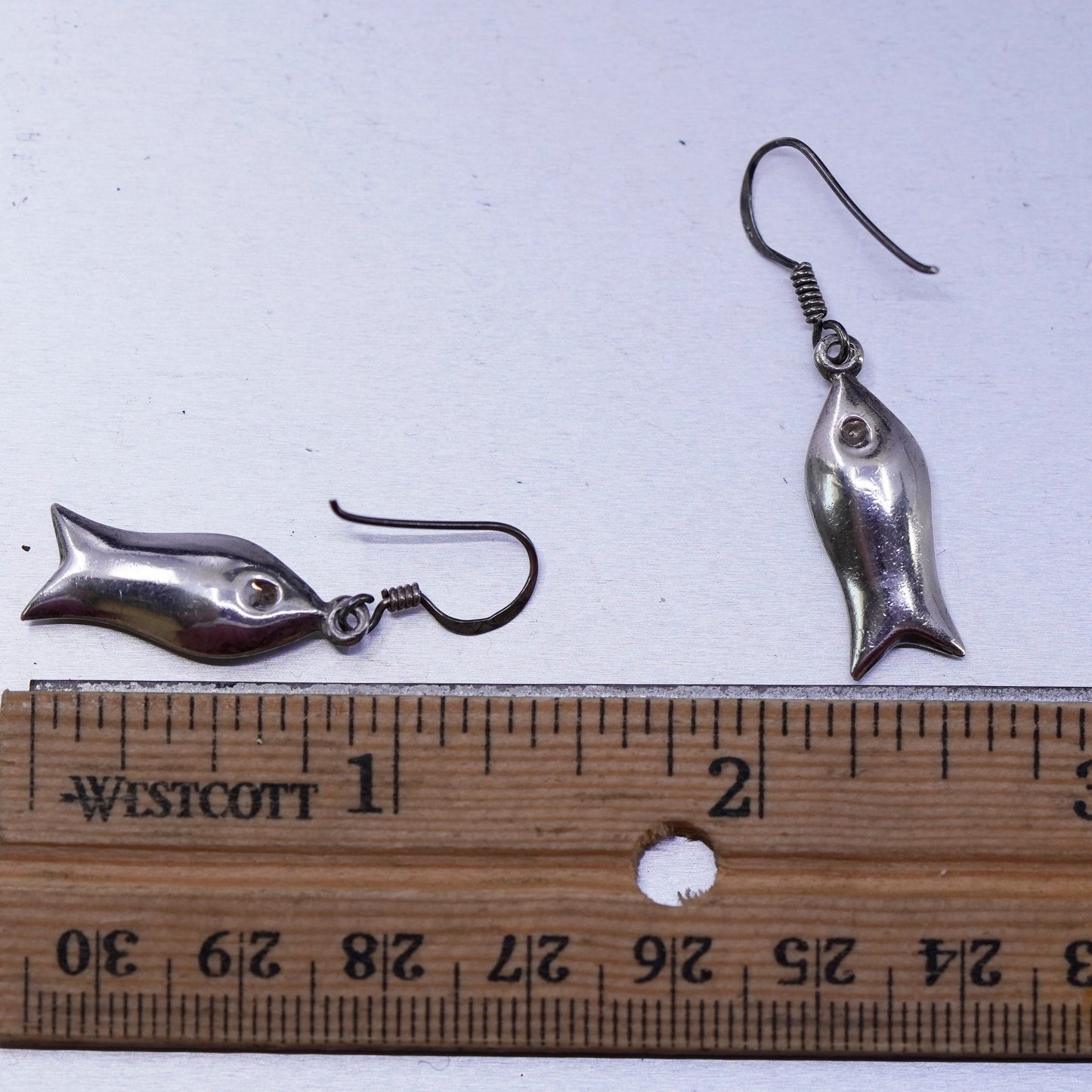 Vintage Sterling 925 silver fish earrings
