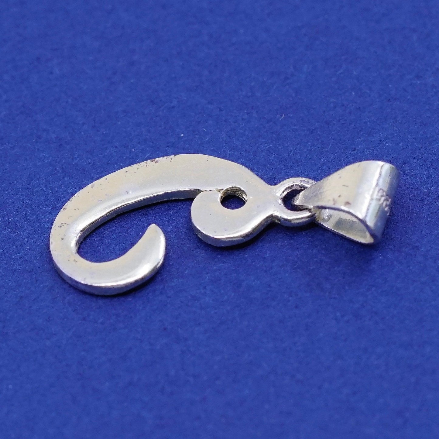 Vintage sterling silver handmade pendant, 925 initial charm, letter “C”