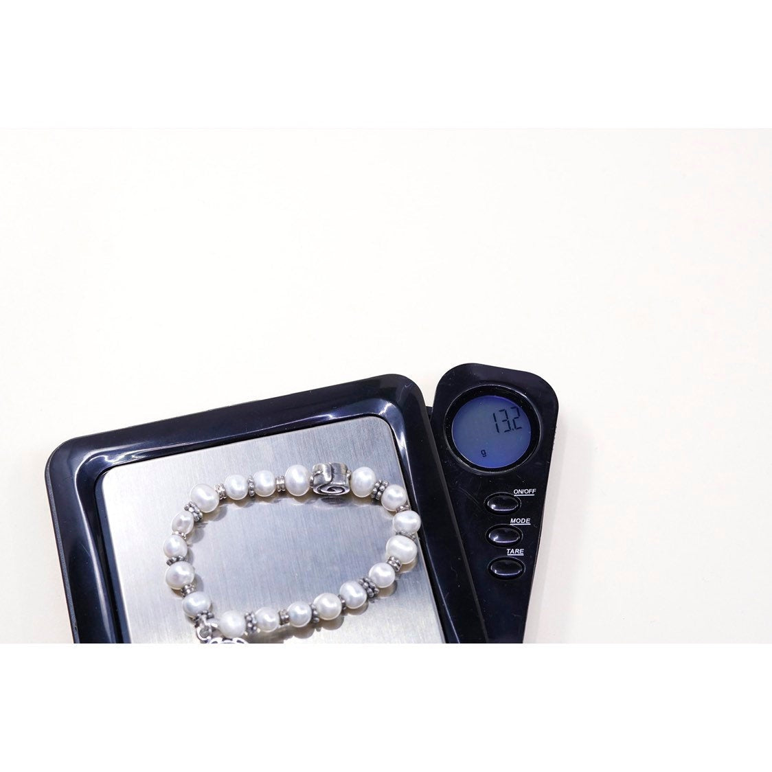 6.5", VTG handmade bracelet, pearl beads with 925 beads and toggle closure