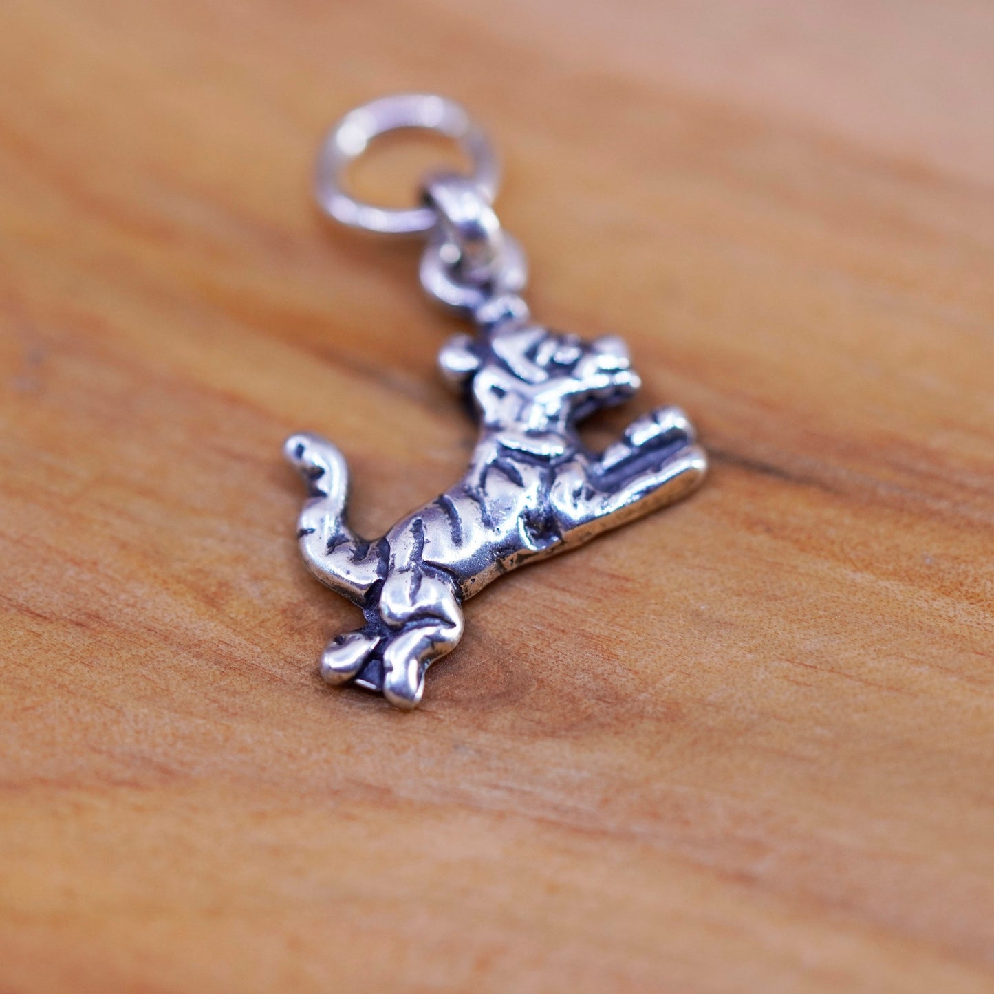 Vintage Sterling silver handmade pendant, 925 tiger charm
