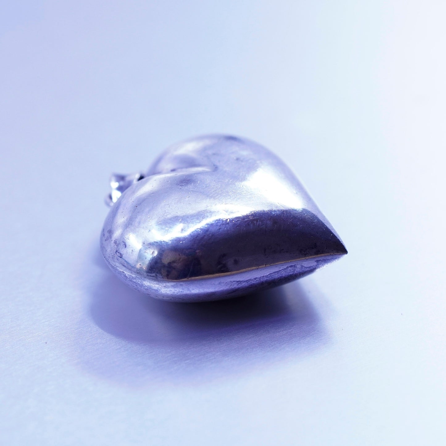 antique sterling 925 silver handmade puffy heart pendant