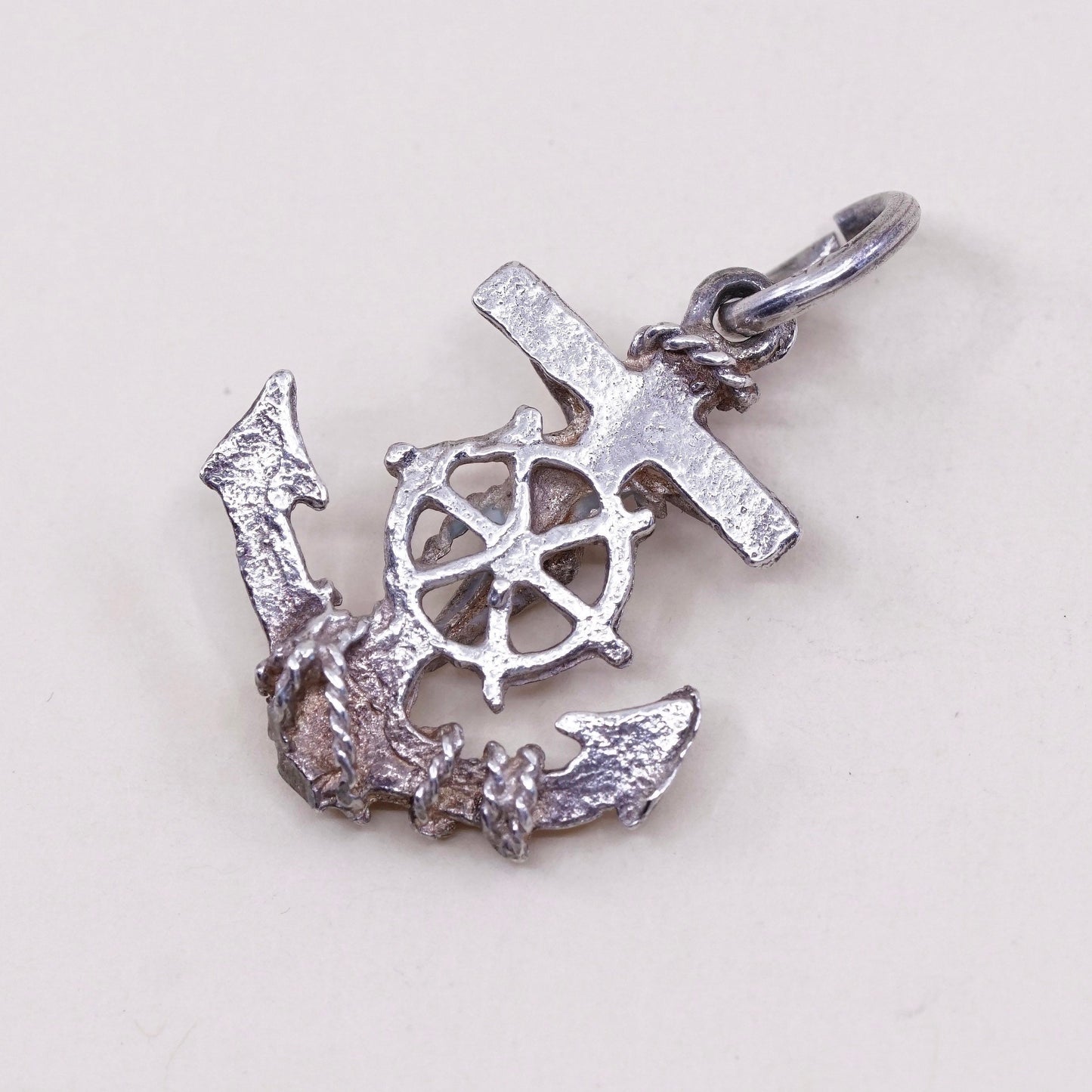 Vintage sterling silver cross figurehead charm, 925 Mexico bracelet pendant