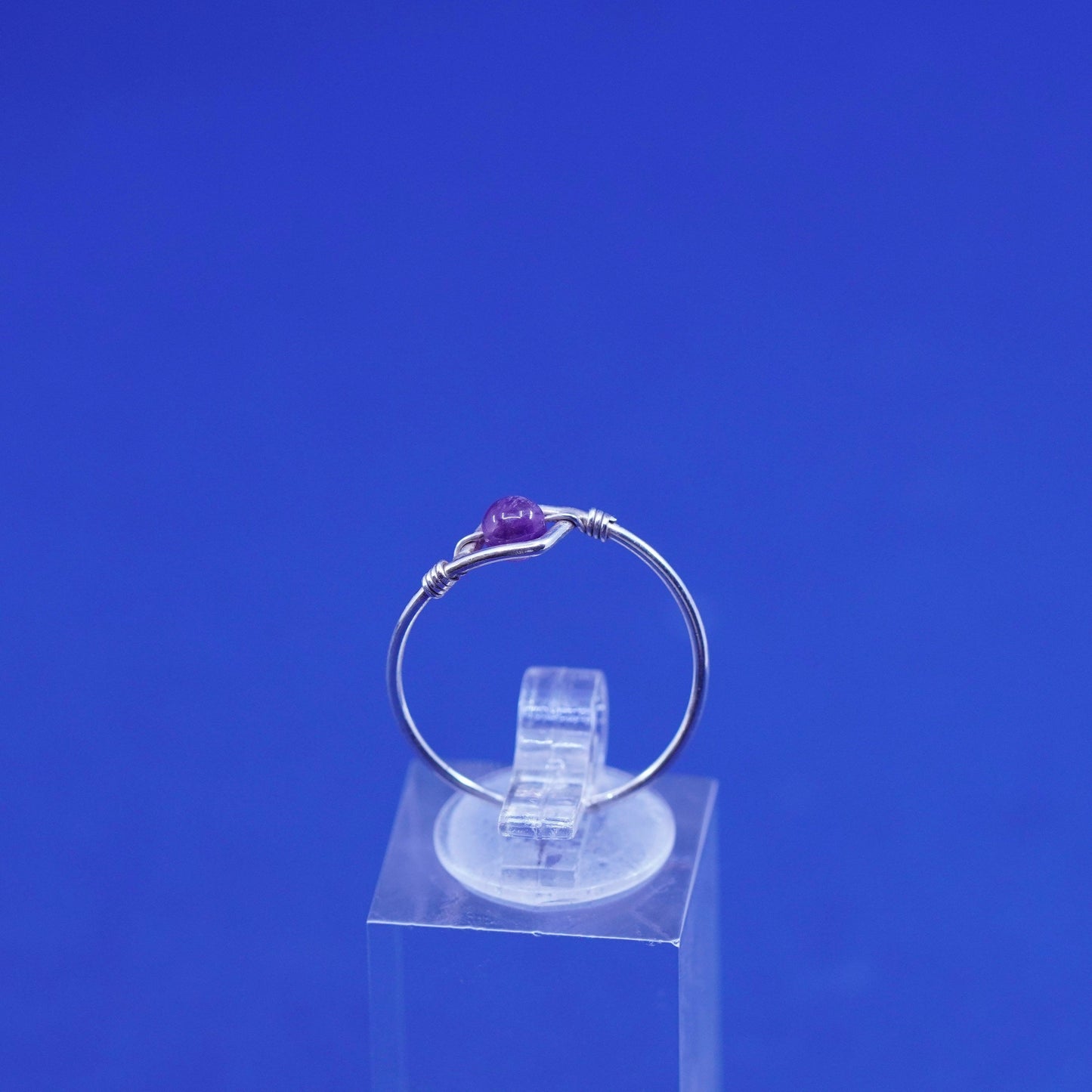 Size 7.75, vintage Sterling 925 silver handmade ring with amethyst