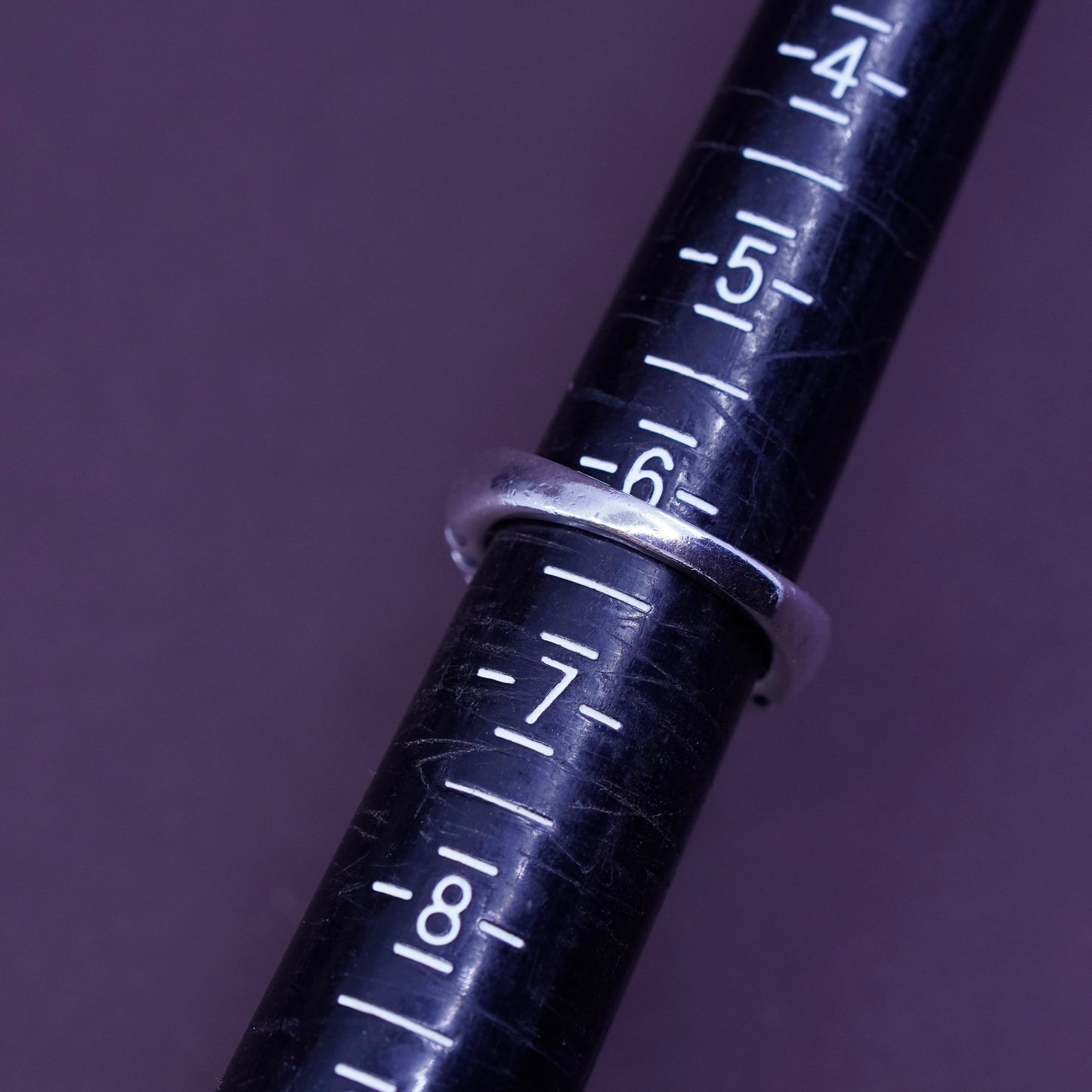 Size 6, Vintage kabana Sterling Silver Handmade ring, 925 ribbed band with Cz