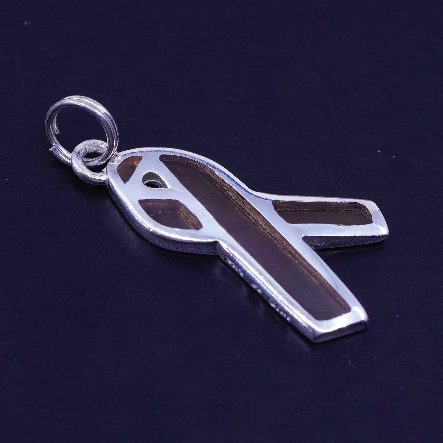 Antique Sterling silver charm, 925 breast cancer cure ribbon charm