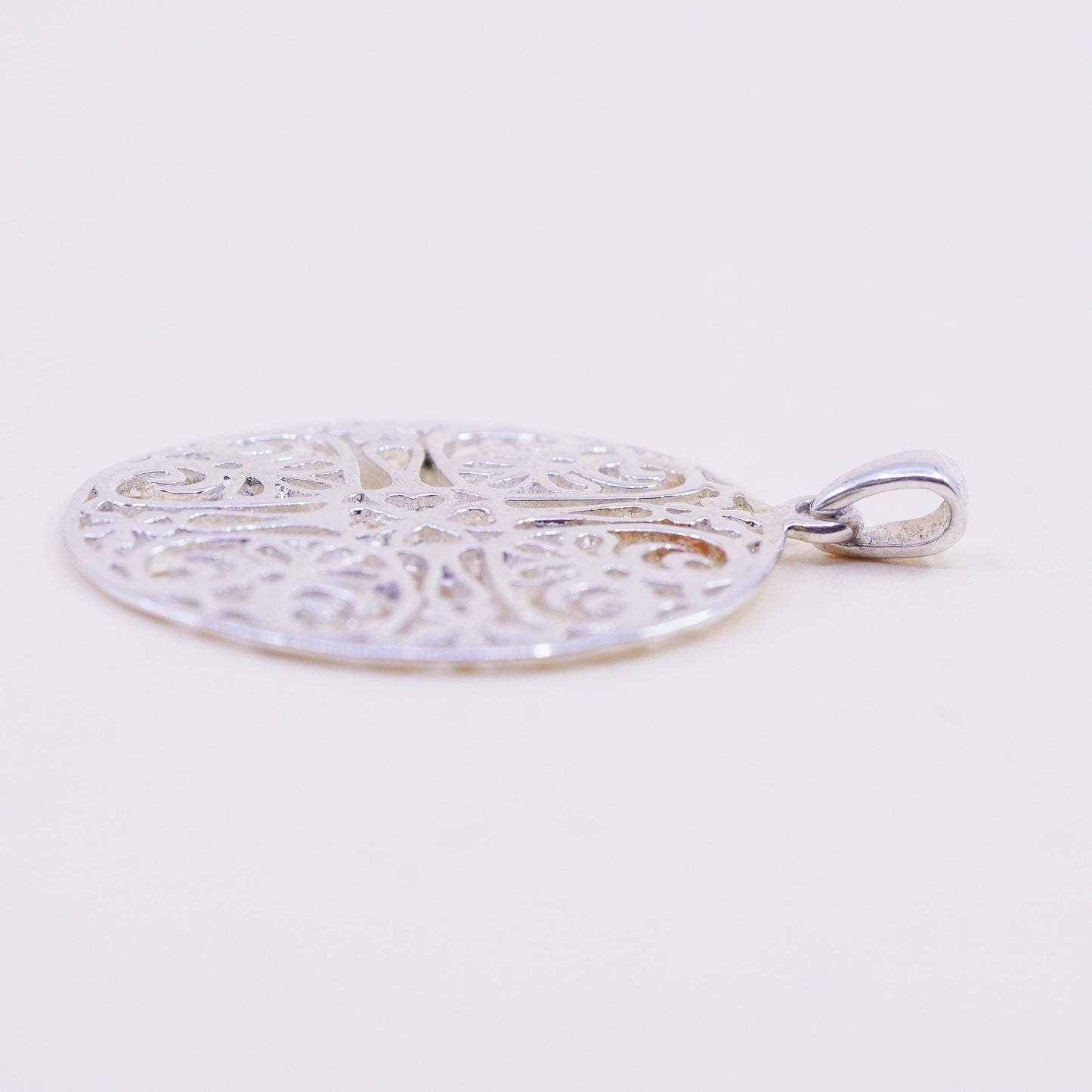 Irish Celtic knot sterling silver pendant, 925 filigree heart clover circle