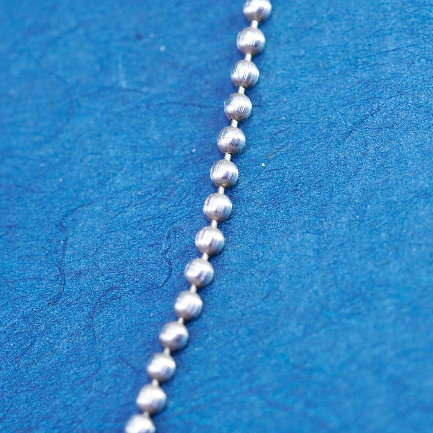 16”, 2mm, vintage Sterling silver handmade necklace, 925 beads chain