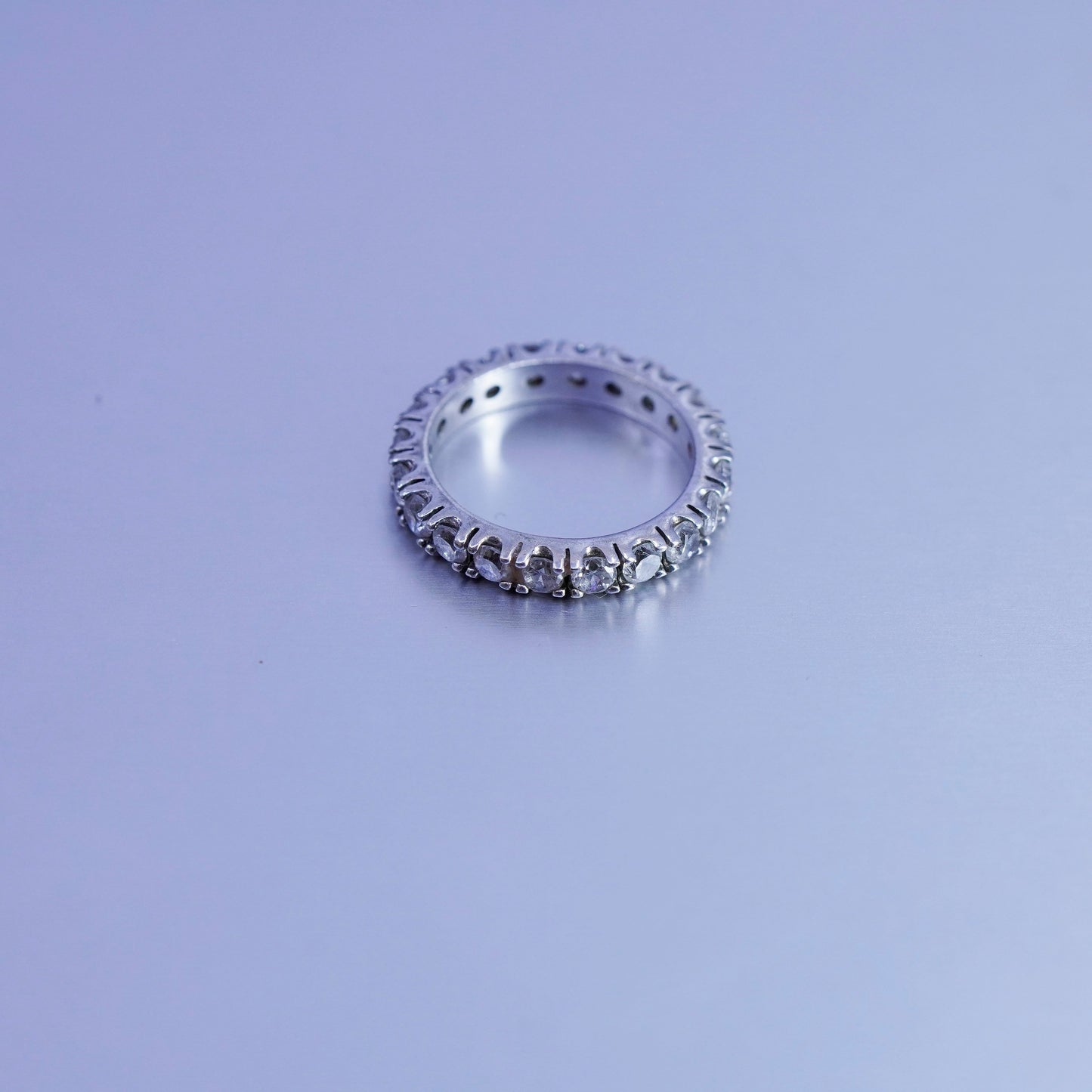 Size 5, vintage Sterling 925 silver wedding ring, Cz band