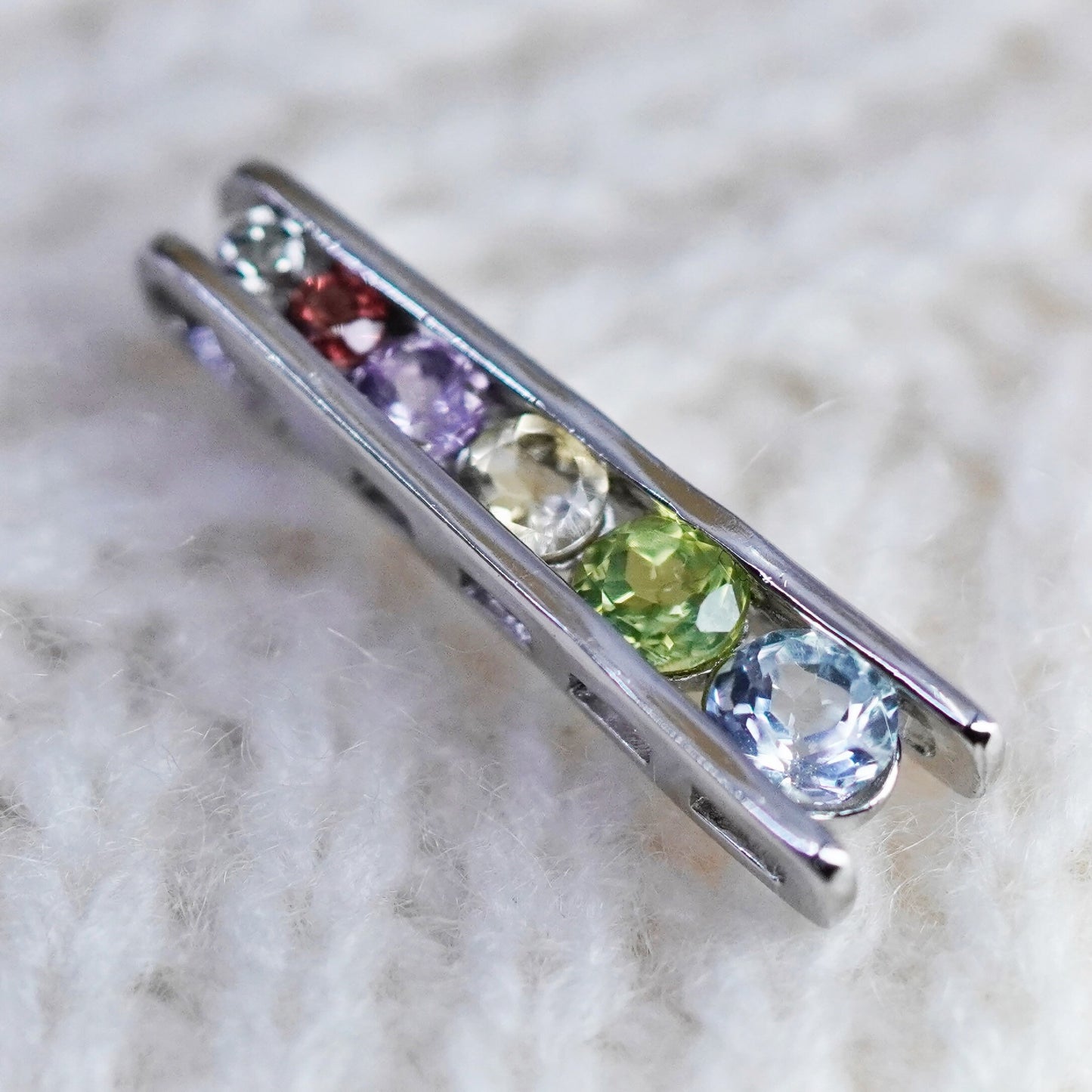 Vintage Sterling silver 925 handmade pendant with ruby citrine peridot topaz