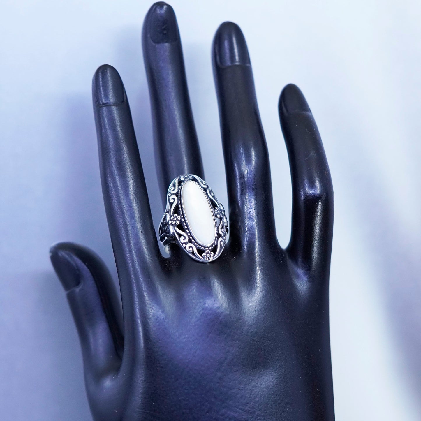 Size 7, CAROLYN POLLACK RELIOS Sterling 925 silver ring white moonstone