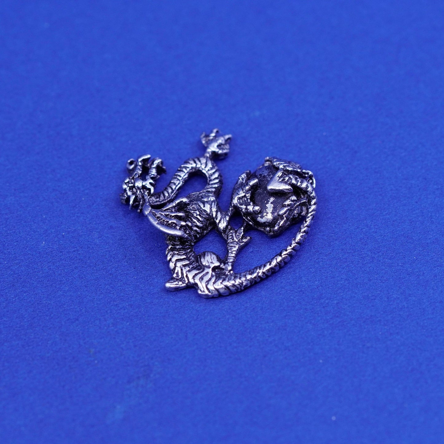 Vintage new leaf sterling silver handmade pendant, 925 dragon charm