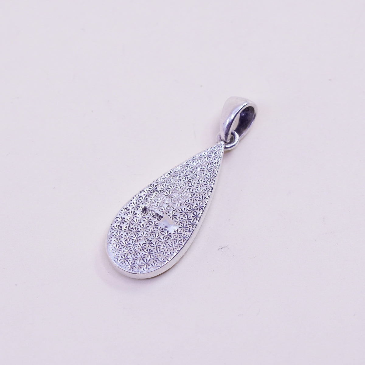 Vintage sterling 925 silver handmade pendant with teardrop abalone