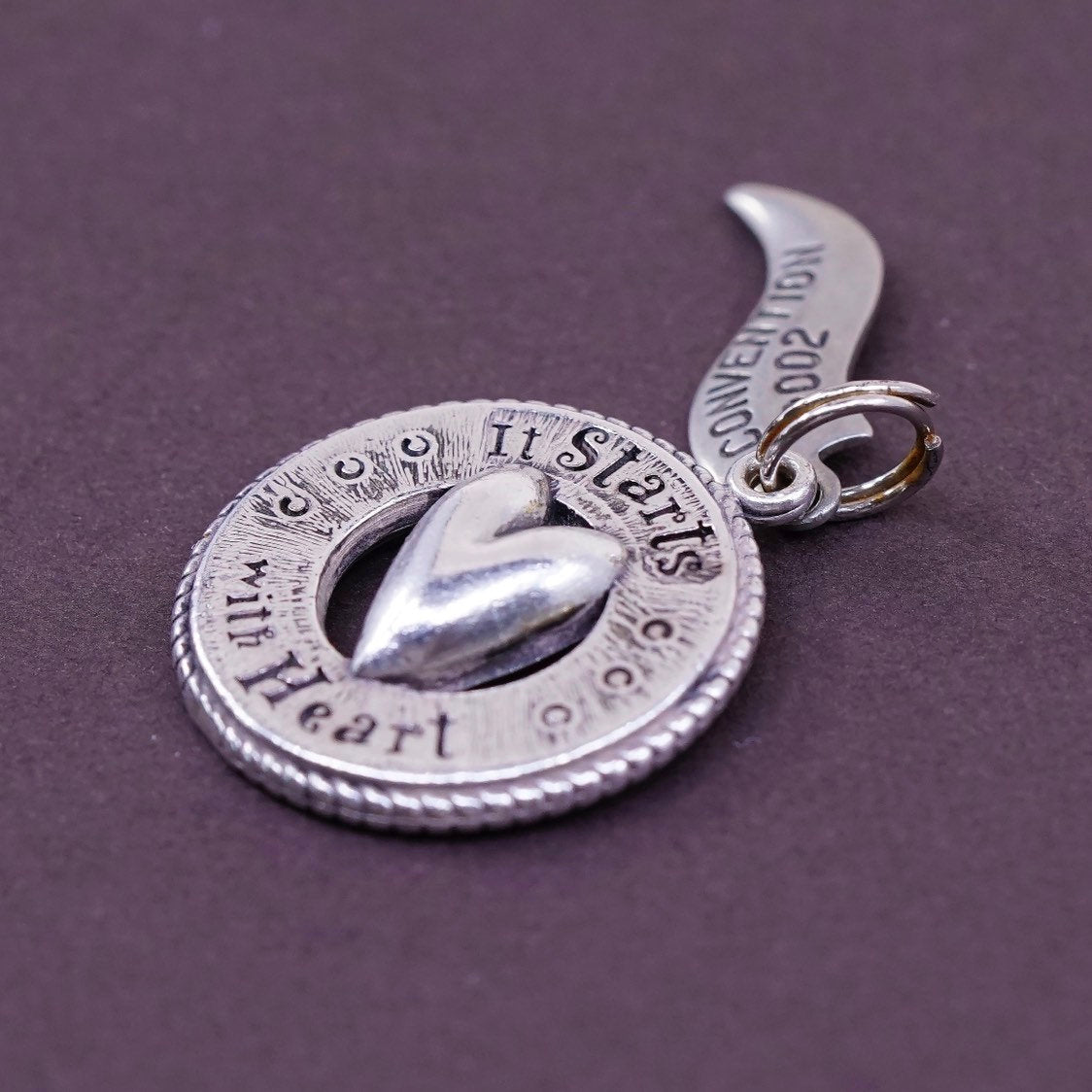 Sterling silver handmade heart pendant, 925 charm “it starts with heart"