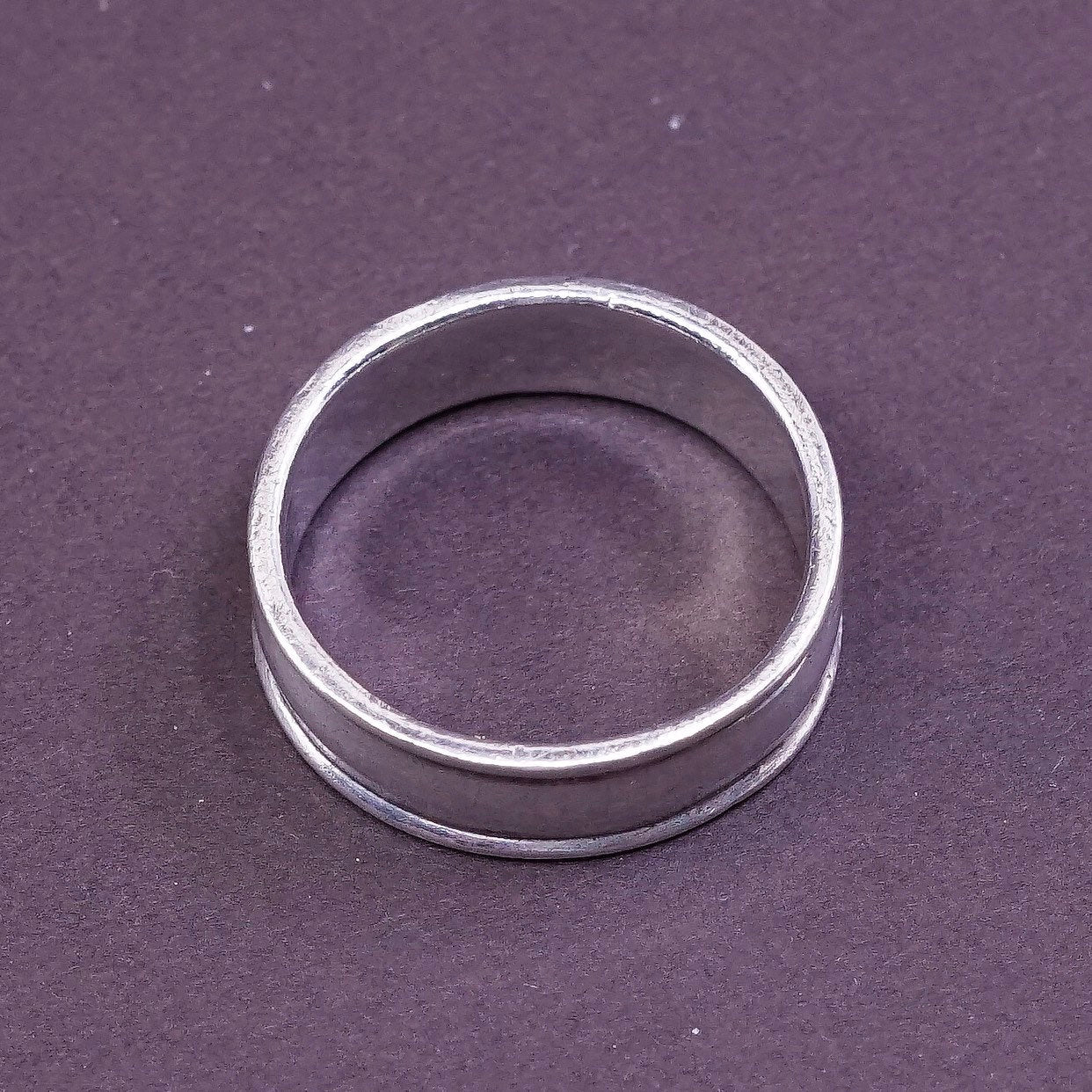 sz 9.75, vtg Sterling silver handmade ring, mexico 925 band w/ accent