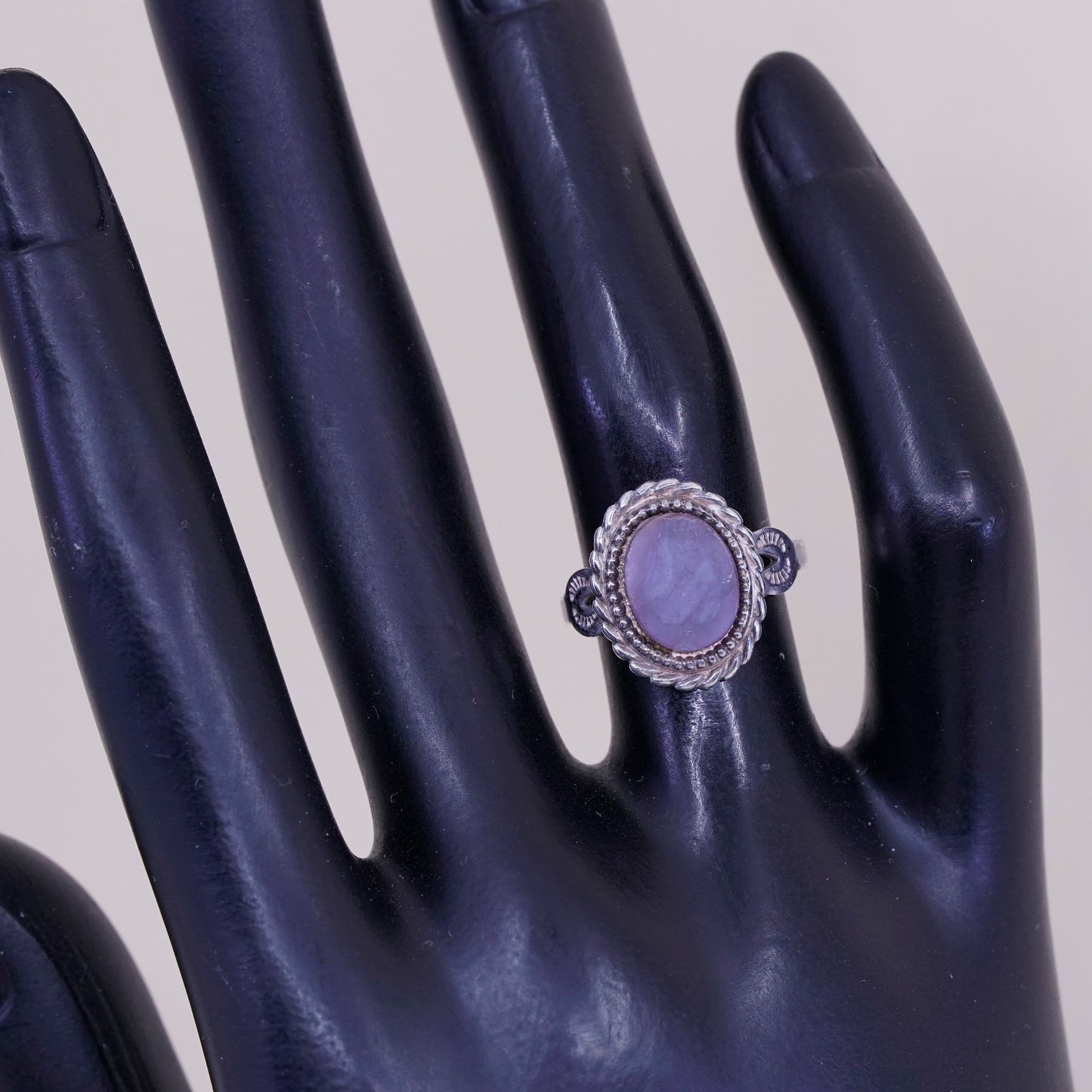Size 5.5, vintage Sterling silver handmade ring, 925 with purple stichtite