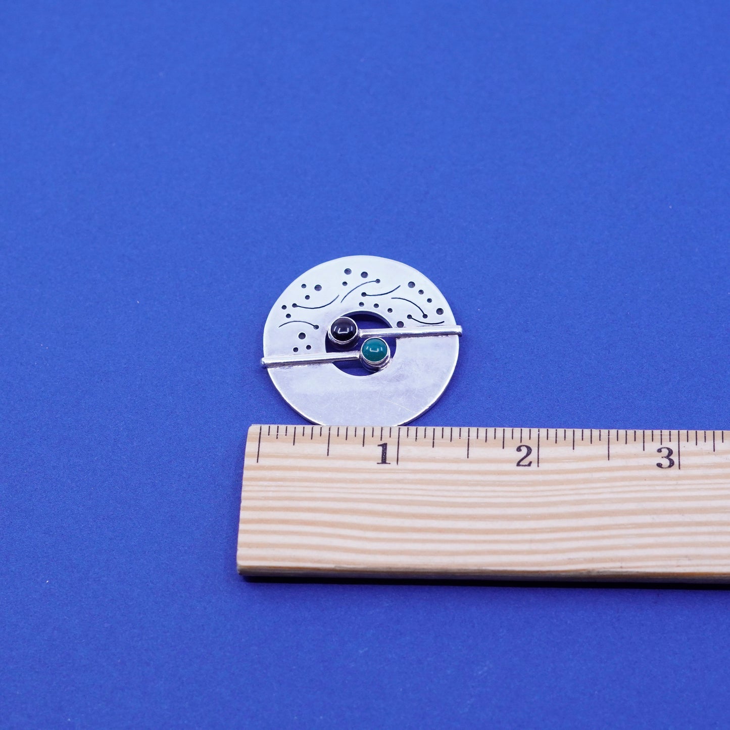 sterling silver handmade pendant, modern 925 circle modern charm obsidian