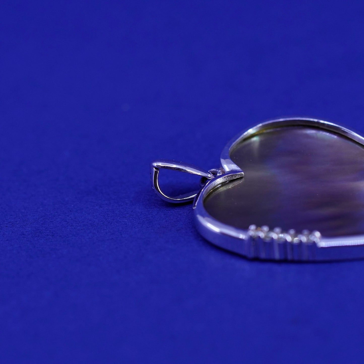 Vintage mexico Sterling silver handmade pendant, 925 heart abalone citrine
