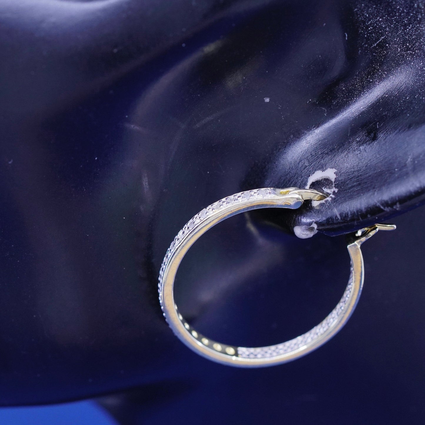1”, DBJ Vermeil gold over Sterling 925 silver earrings, hoops, huggie diamond