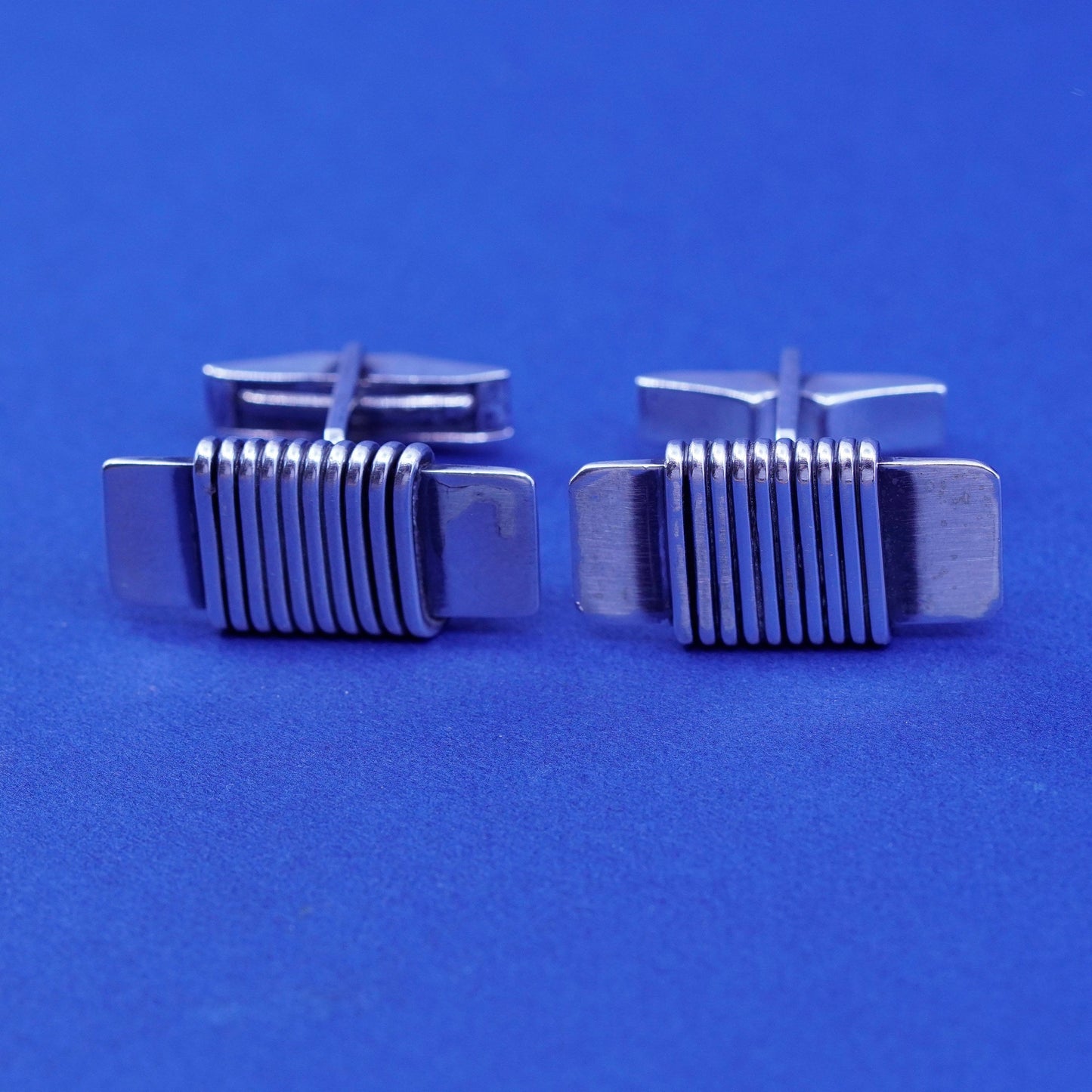 Vintage Orb sterling silver Handmade cufflinks, rectangular 925 cuff links