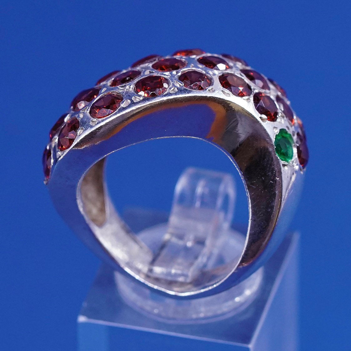 sz 7 vtg Sterling silver handmade 925 Statement cocktail ring w/ cluster cz