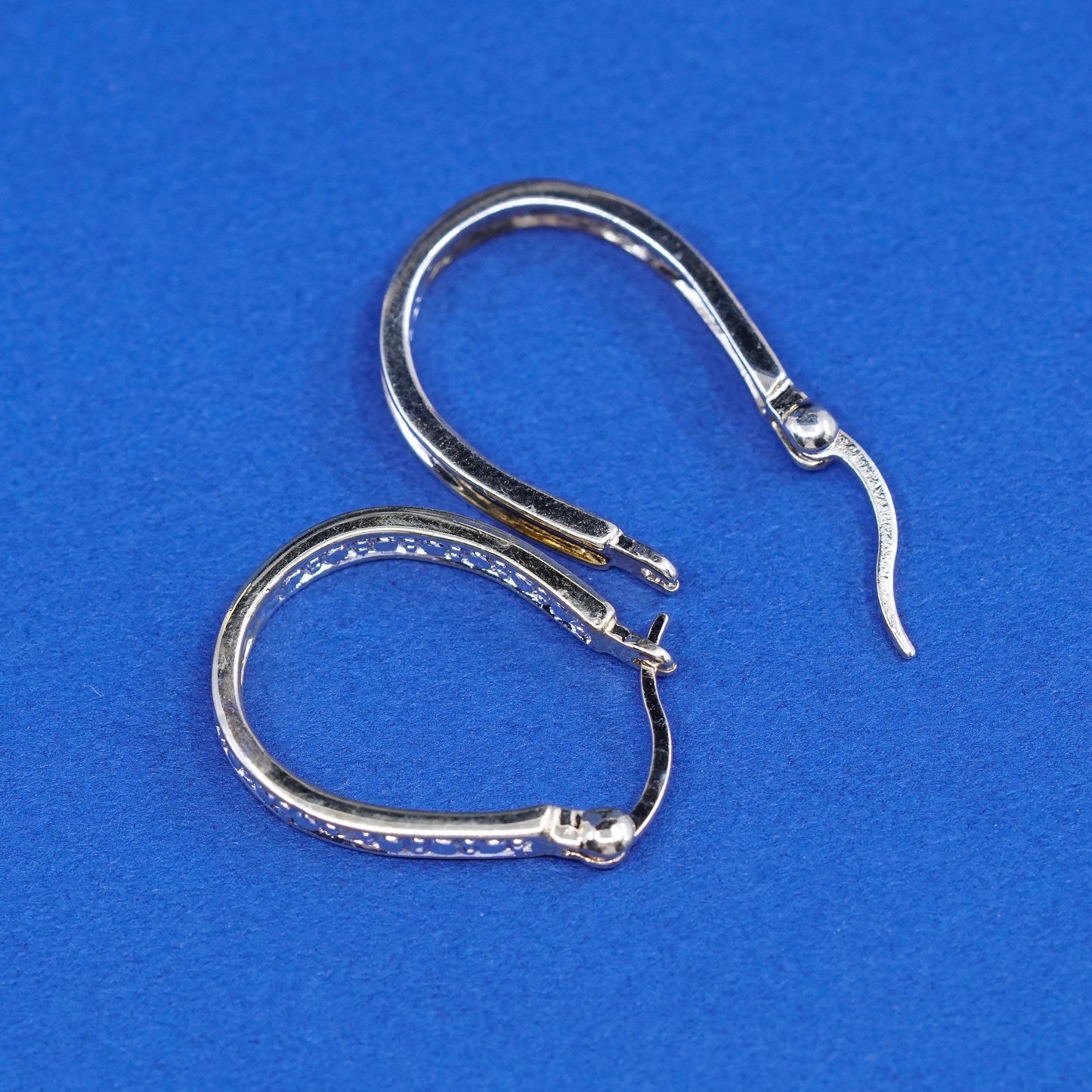 0.5”, Vermeil gold over Sterling silver earrings, 925 hooks, huggie w/ diamond