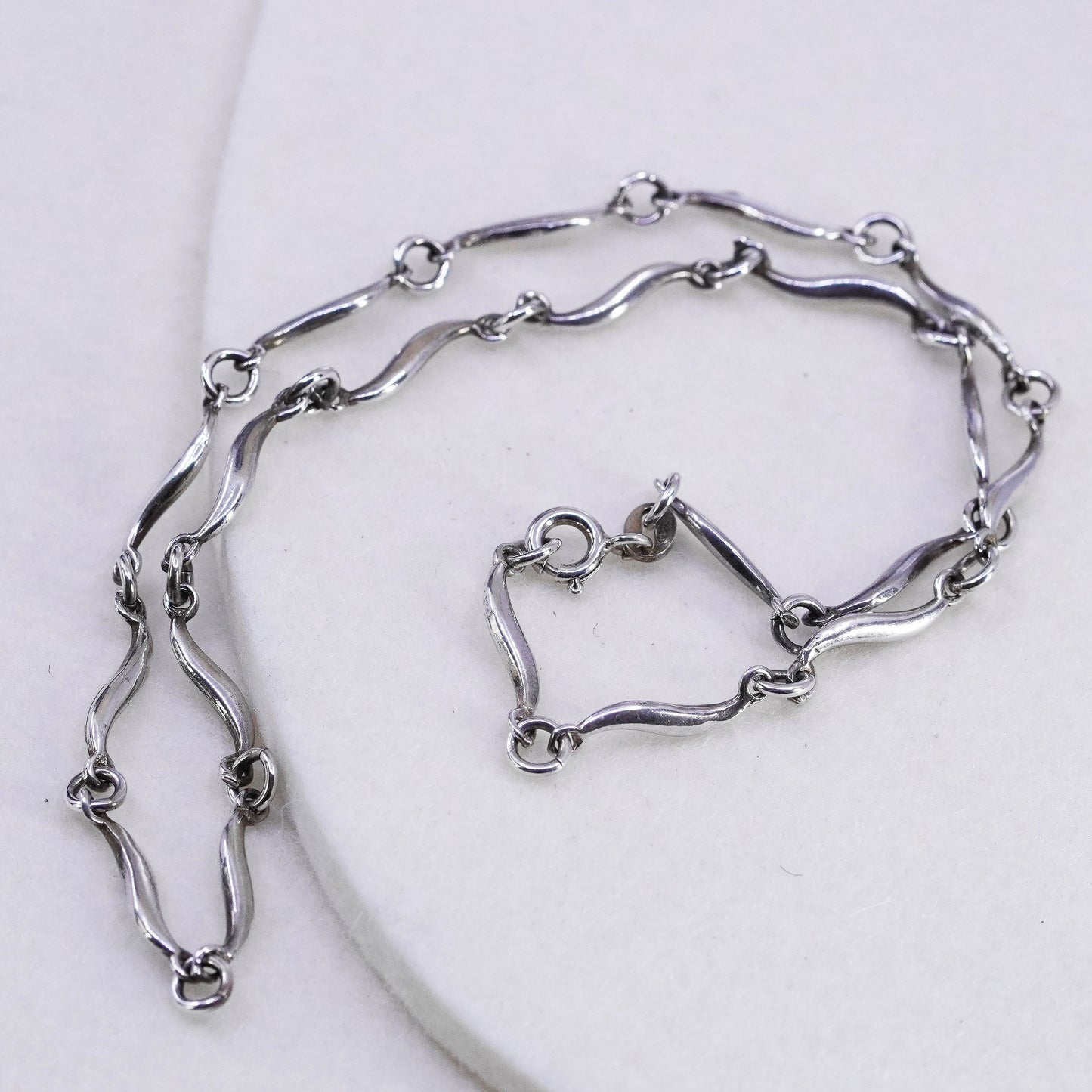 16”, vintage Sterling 925 silver wavy chain necklace