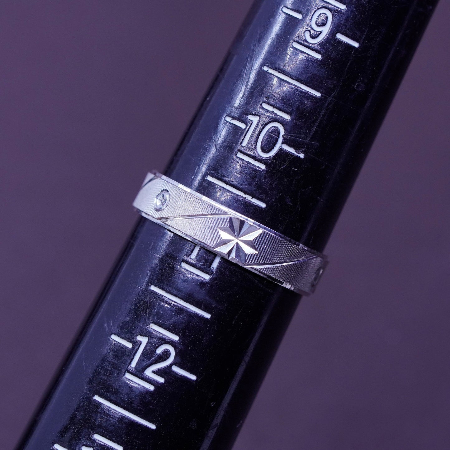 size 11, vintage Sterling silver handmade ring, 925 textured band