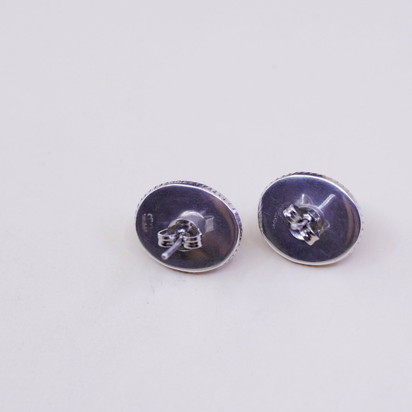Vintage Sterling silver handmade earrings, 925 studs w/ lapis lazuli and beads